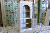 Antique Indian Jali Hand Carved Solid Wooden Bookshelves Whitewash 91x40x181cm A068